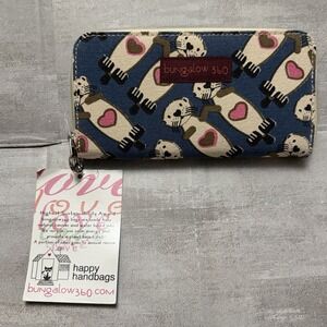 Bungalow 360 Boston Otters Canvas Zippered Clutch Style Long Continental Wallet